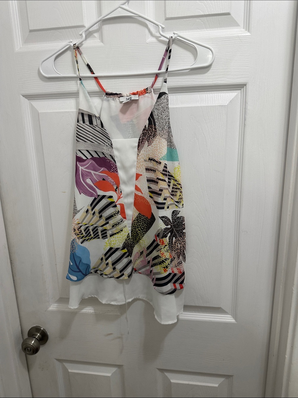 Bar III White Floral-Print Spaghetti Strap Camisole